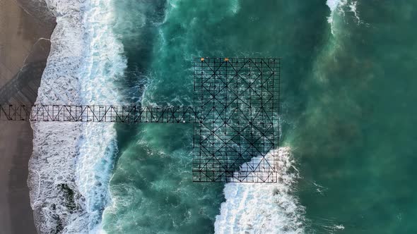 Storm at sea at sunset aerial view 4 K alt