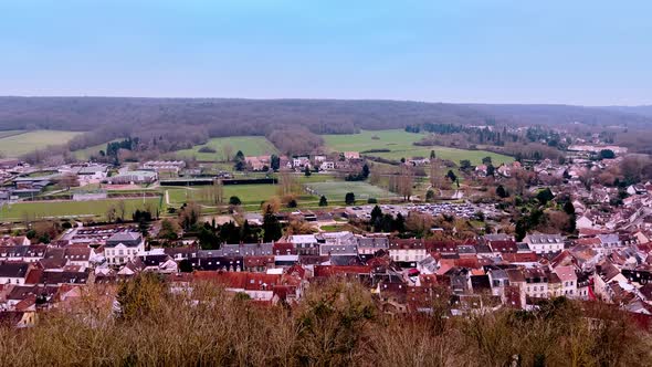 Old Town Panorama of Chevreuse in France Panoramic View alt