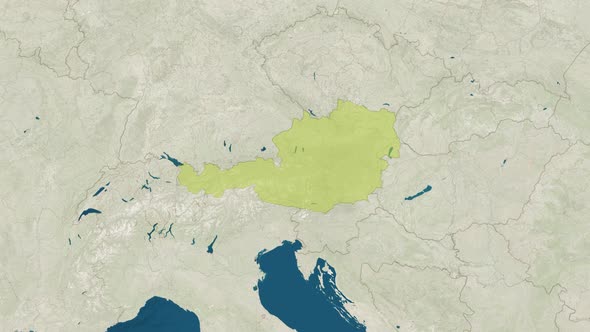 Zoom in to the Map of Austria with Text Textless and with Flag alt