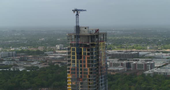 Drone view of building under construction in Houston alt