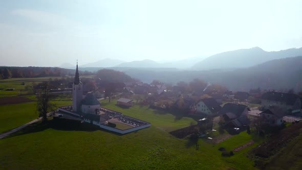 Rotating Drone Shot of Murren a Traditional Walser Mountain Village in the Bernese Highlands of alt