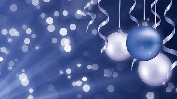 Christmas background with holiday ornaments and ribbons alt