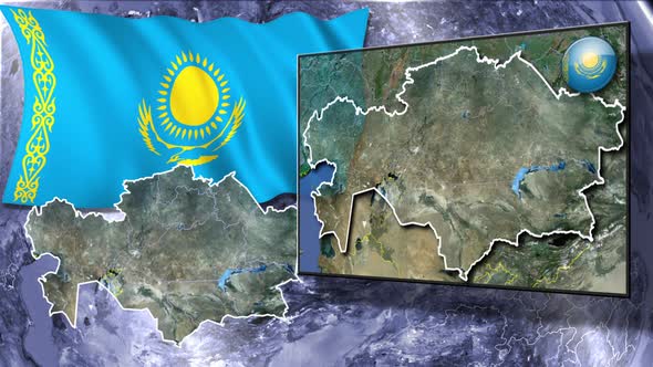 Kazakhstan Flag And Map Animation alt