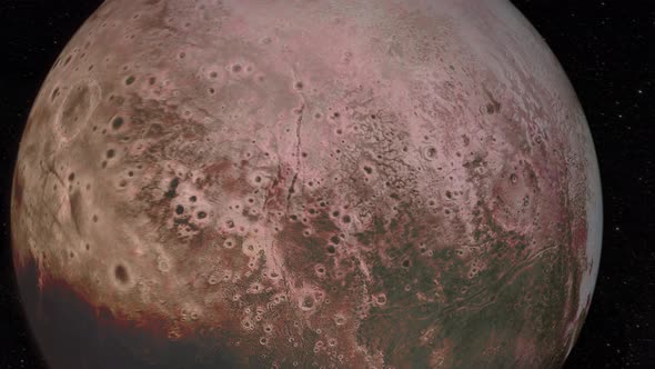 Flyby Around The Pluto Planet In Space