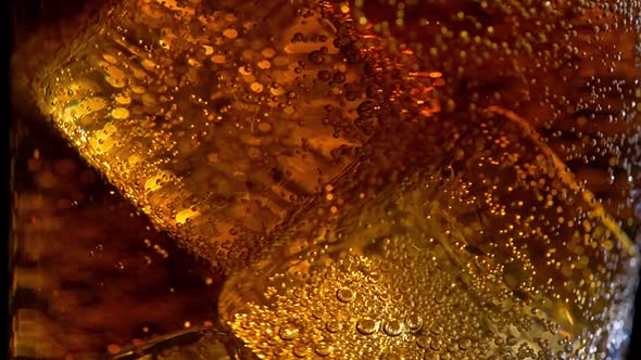 Ice Cubes in Glass with Poured Cola X6 Slowmo