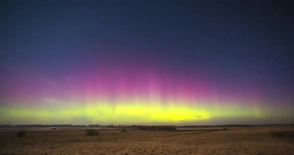 4k timelapse of Northern lights - Aurora borealis in Lithuania, Europe
