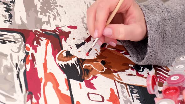 Female Hands Coloring Draw Canvas Picture By Numbers Car and Girl alt