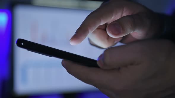 Finger Of Businessman Touching Smart Phone Screen