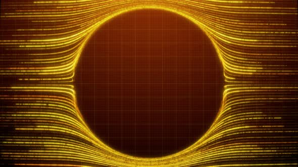 Abstract Gold Neon Round Frame Background