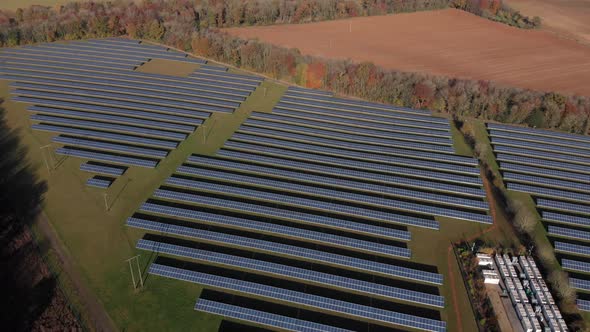 Solar Farm Cotswolds England Autumn Season Aerial View