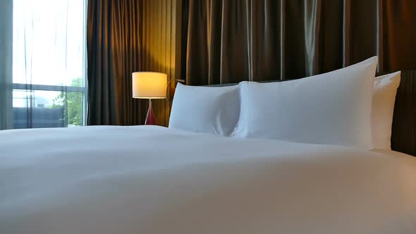 Pillow on bed decoration interior of bedroom alt