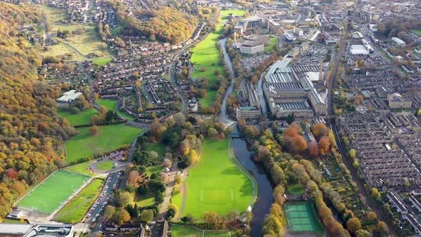 Aerial footage taken in the small town of Shipley in the City of Bradford, West Yorkshire