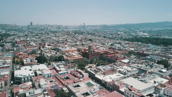 View of Queretaro downtown and main plaza with church alt