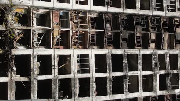 Vertical Video of a Burnt and Destroyed House in Kyiv Ukraine alt