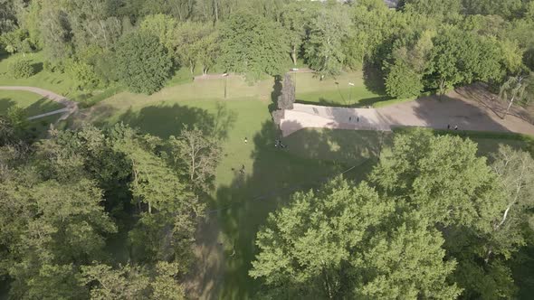 Kyiv, Ukraine: Babi Yar. Memorial Mass Murder of Jews. Aerial View, Flat,gray alt