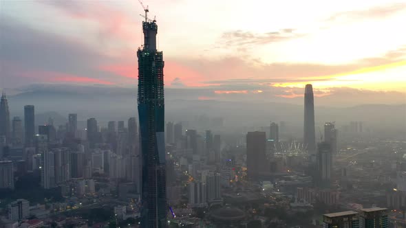 Sunrise at big city skyscraper alt