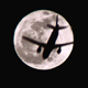 Full Moon with a Plane Crossing - VideoHive Item for Sale