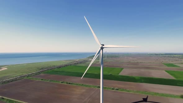 Aerial View of Wind Turbines Energy Production