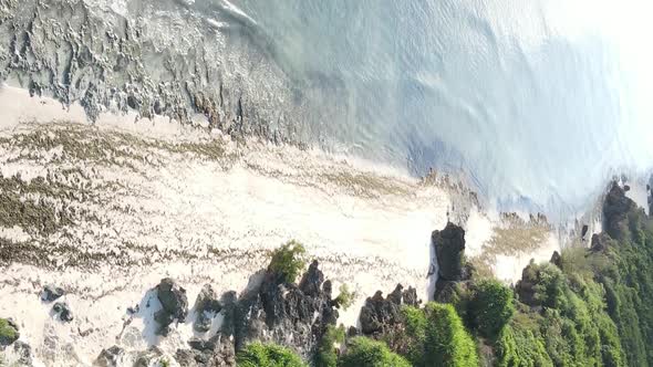 Vertical Video of the Ocean Near the Coast of Zanzibar Tanzania Aerial View alt
