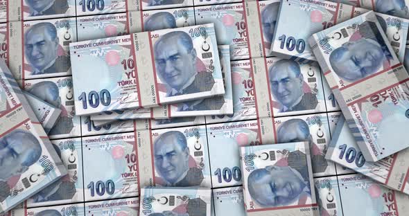 Turkish lira money banknotes packs surface alt