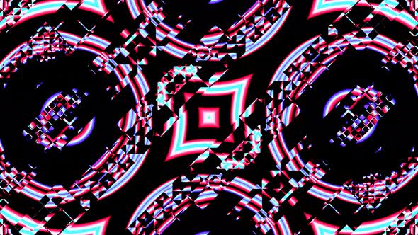 Looping pattern. Abstract background Equalizer DJ disco neon led lighting. Kaleidoscope, mandala alt