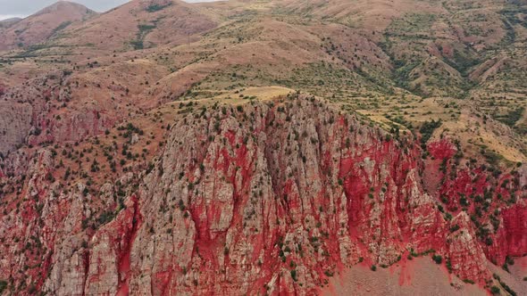 Aerial Drone Zoom in of Vast Mountains of Armenia alt