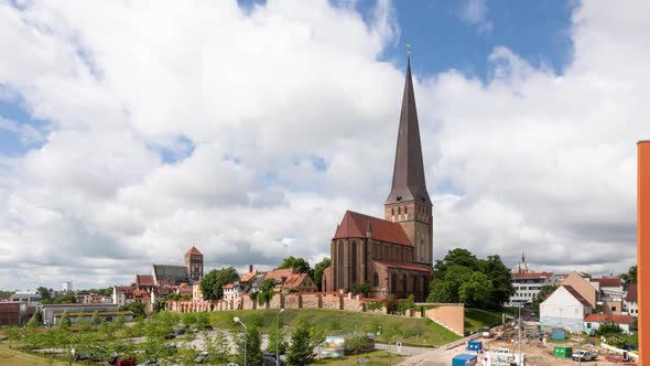 View of Sankt-Petri-Kirche in Rostock, Germany  alt