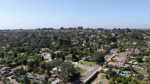 Aerial View of Encinitas Town with Large Villa and Swimming Pool alt