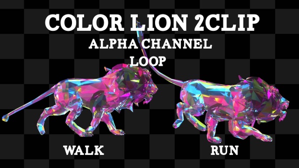 Neon Color Lion 2 Clip Alpha