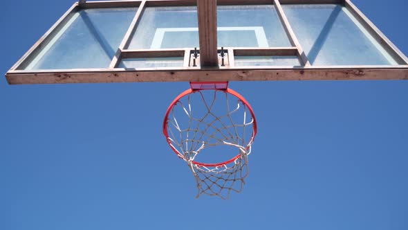 Basketball Court Outdoors Orange Hoop Net and Backboard for Basket Ball Game