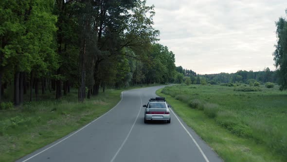 Suspicious Poacher Car without number plates Driving along Forest before Sunrise