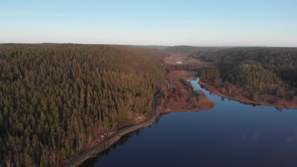 Lake Karnsjon Source Of The River Orekilsalven Bohuslan Sweden Aerial