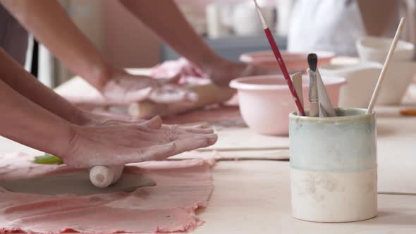 Clay Flattening with Rolling Pin alt