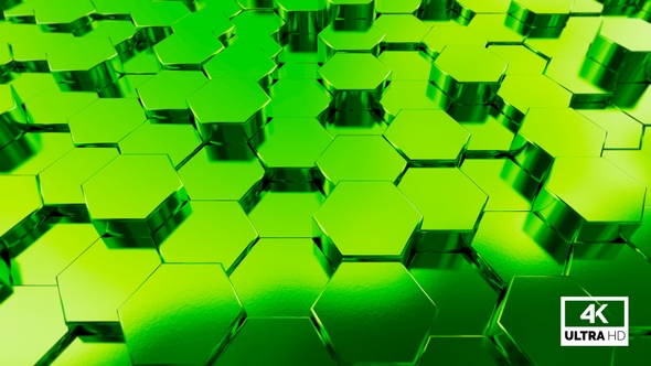 Green And Yellow Hexagon Seamless Looping Background alt