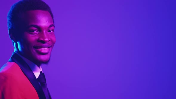 Male Confidence Neon Light People Man Winking alt