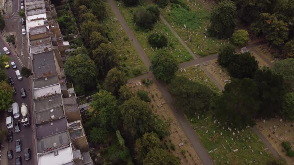 Drone View of Green Brompton Cemetery Which Borders Kensington Development