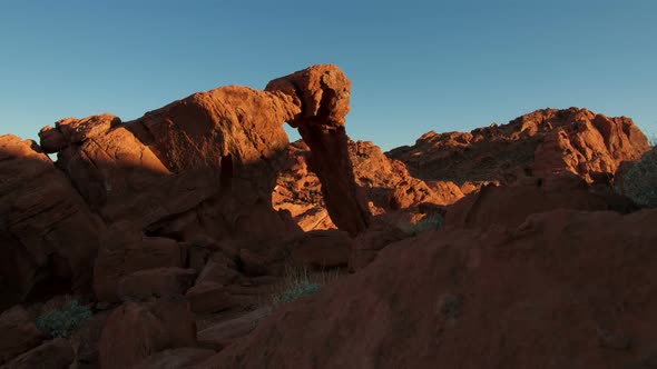 Timelapse shot of Elephant Rock during sunset at Nevadas Valley of Fire State Park alt
