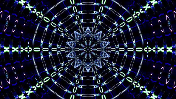 abstract blue swirling flower circular line, black background alt