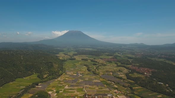 Mountain Landscape Farmlands and Village Bali Indonesia alt