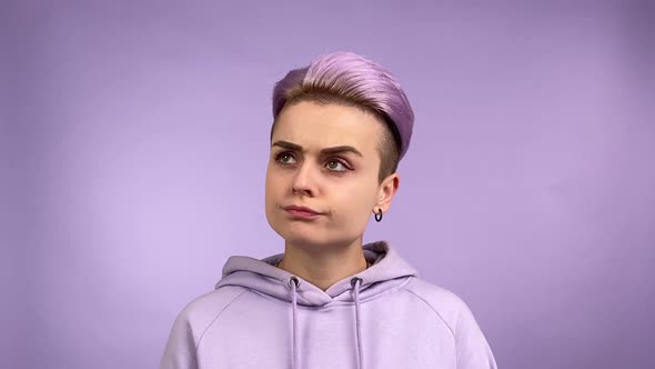 Stylish Young Adult Woman Having Thoughtful Look Coming Up with It alt