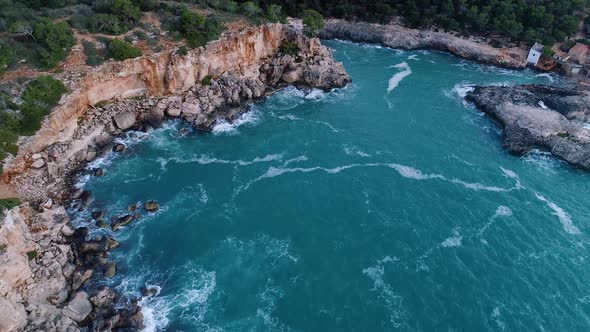 Flight Over Beautiful Seashore at Mallorca