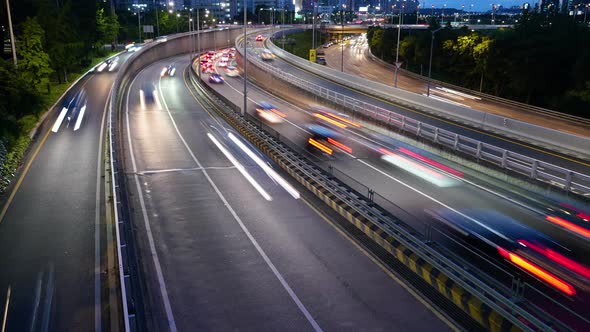 Yeouido Olympic Bridge Night Traffic