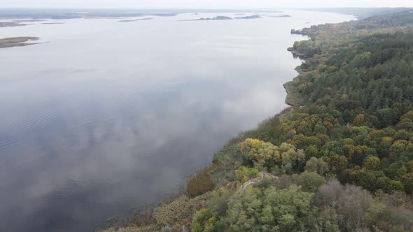 Aerial View of the Dnipro River - the Main River of Ukraine alt