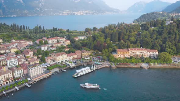 Aerial View. In the Frame Is the Famous Italian City of Bellagio. The Spa Town Is Located in the alt
