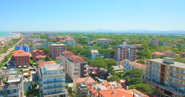 Cesenatico Town In Italy At Daytime, view from a skyscraper, high angle alt