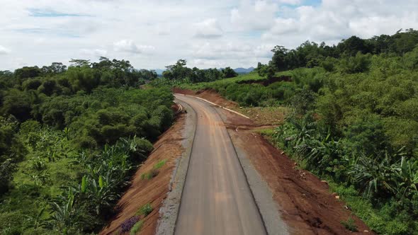 Highway land clearing from aerial drone footage