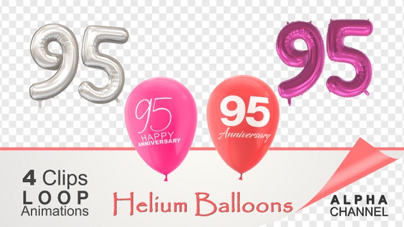 95 Anniversary Celebration Helium Balloons Pack