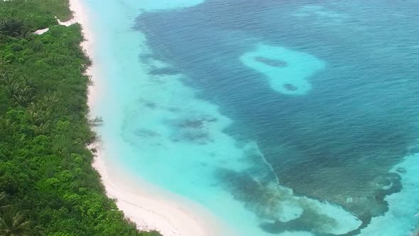 Aerial view scenery of exotic coast beach voyage by lagoon with sand background alt