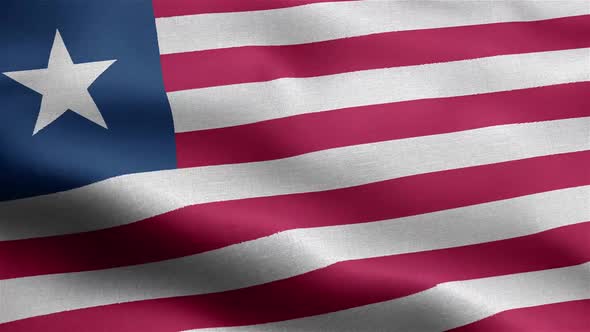 Liberia Flag Seamless Closeup Waving Animation alt