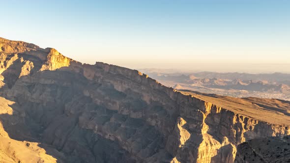 Wadi Ghul Aka Grand Canyon of Oman in Jebel Shams Mountains at Sunset Timelapse alt
